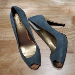 Guess by Marciano blue grey suede heels